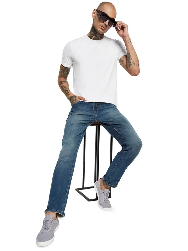 Octave Men Light Fade Clean Look Cotton Jeans