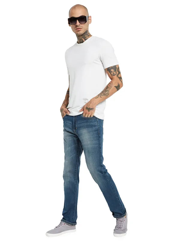 Octave Men Light Fade Clean Look Cotton Jeans