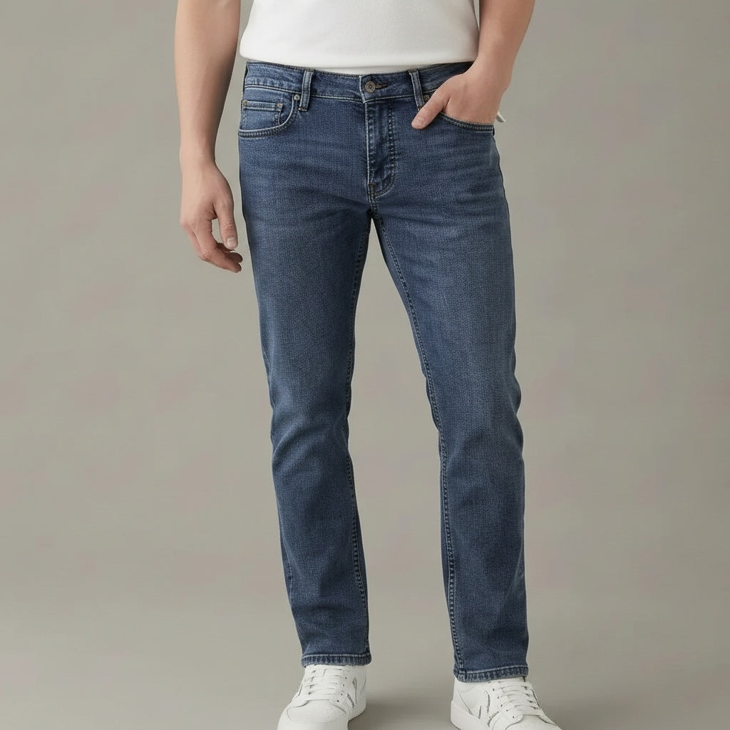 Men Regular Fit Mid-Rise Light Fade Stretchable Jeans