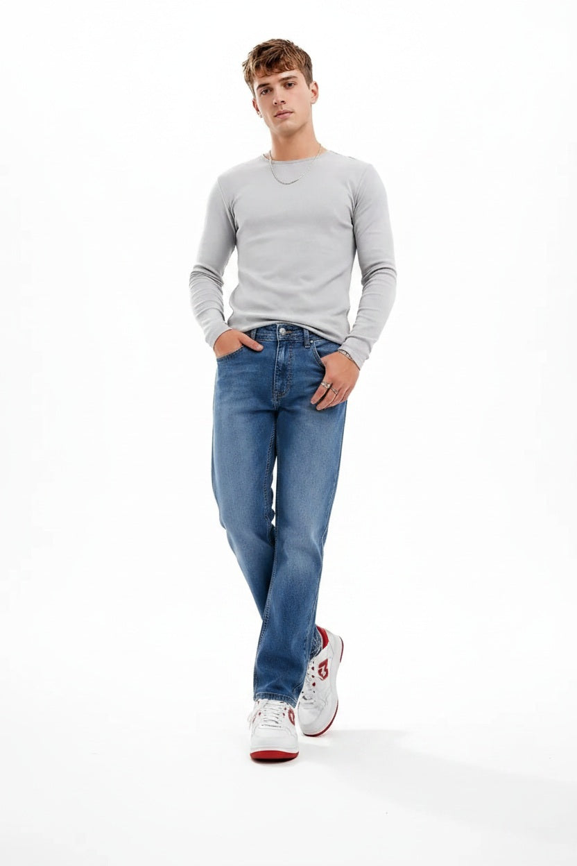 Men Regular Fit Mid-Rise Light Fade Stretchable Jeans