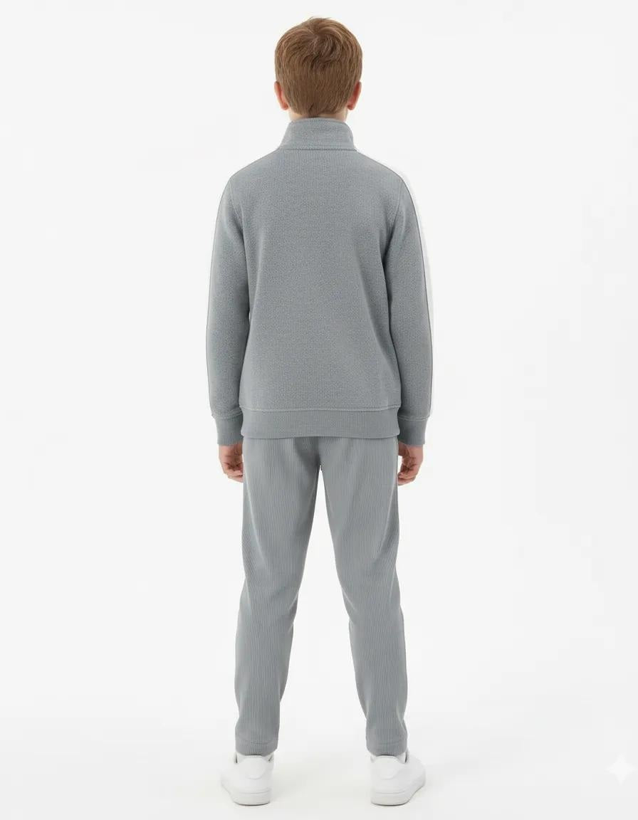 Boy Solid Mandarin Neck TrackSuits