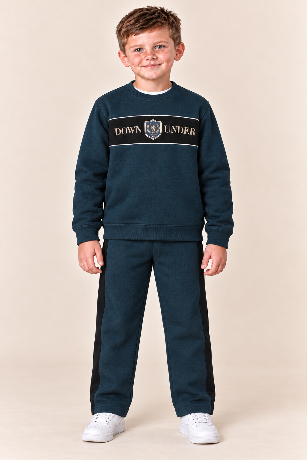 Junior Boys Pacific Cotton Brushed Fleece Tracksuit – Regular Fit Sweatshirt & Joggers Set