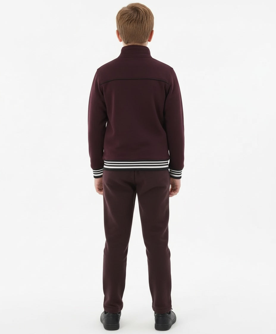 Boy Solid Mandarin Neck TrackSuits