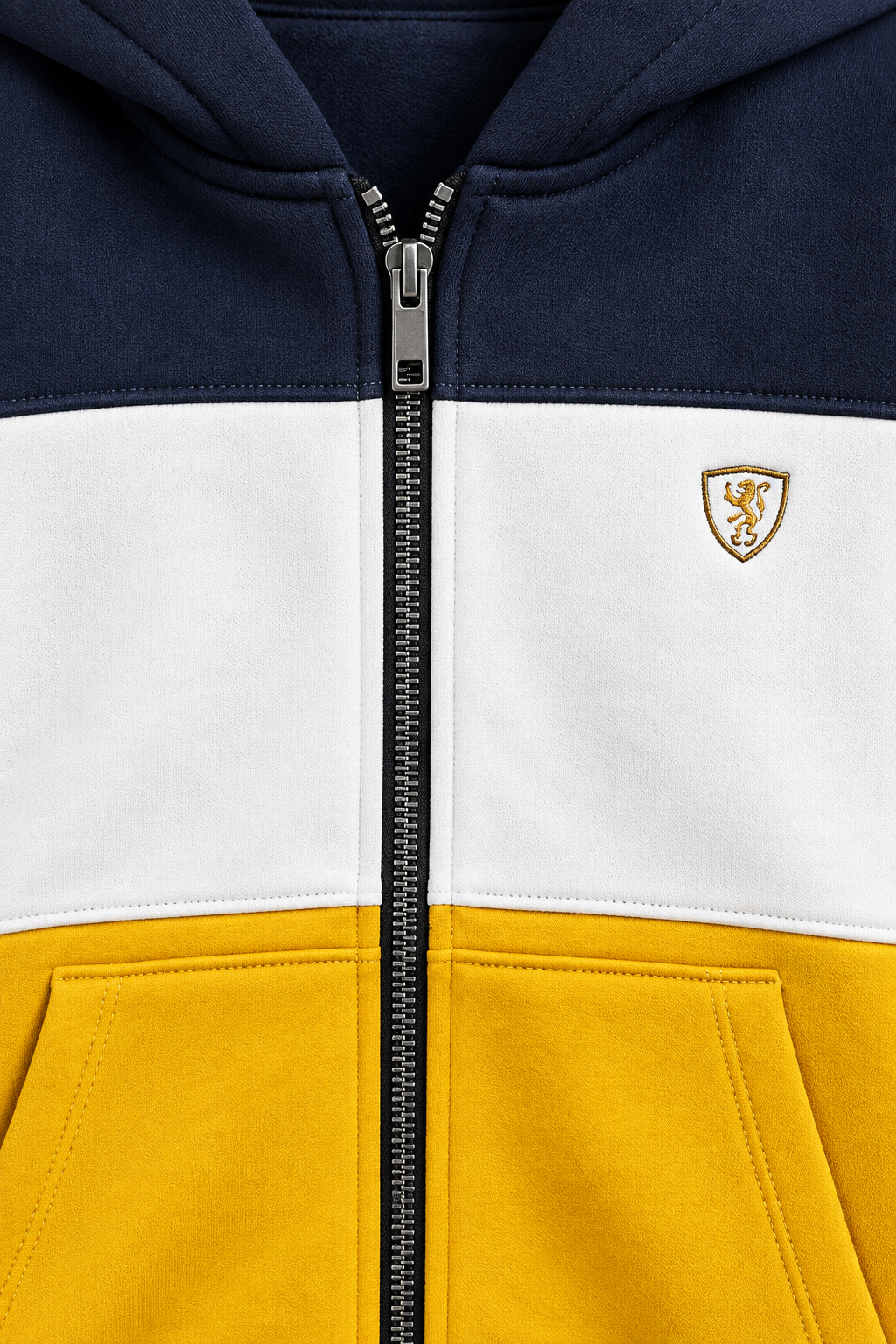 Junior Boys Cotton Brushed Fleece Cut & Sew Tracksuit – Mustard & Navy Regular Fit