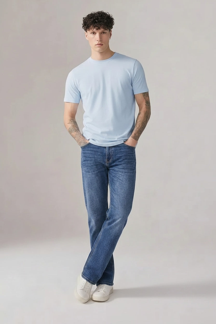 Men Slim Fit Mid-Rise Light Fade Stretchable Jeans