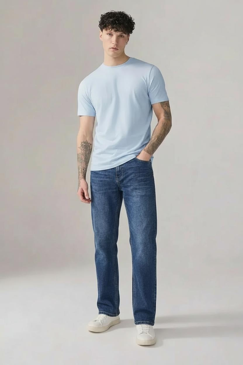 Men Slim Fit Mid-Rise Light Fade Stretchable Jeans