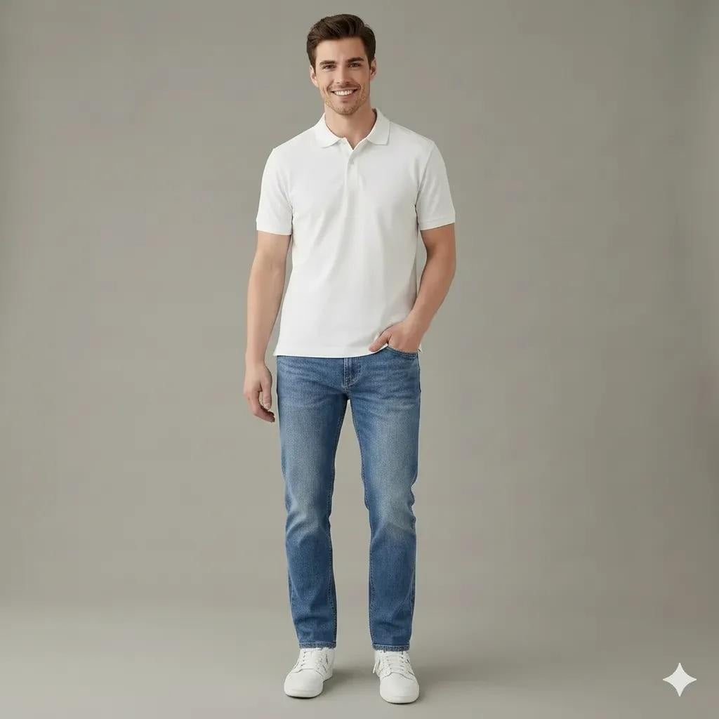 Men Slim Fit Mid-Rise Light Fade Stretchable Jeans