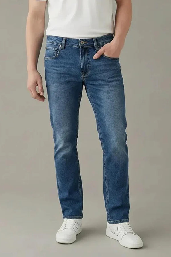 Men Slim Fit Mid-Rise Light Fade Stretchable Jeans