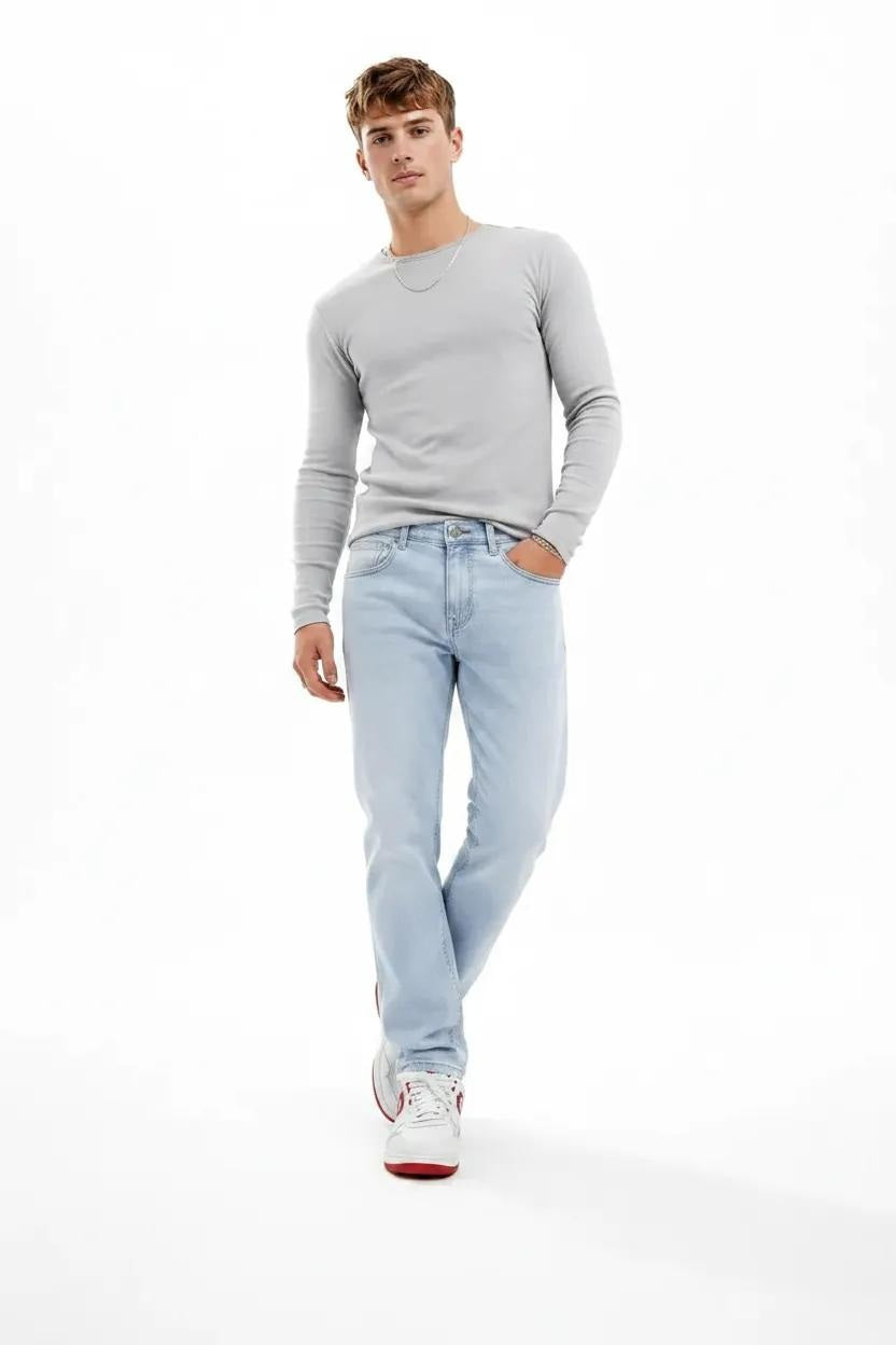 Men Slim Fit Mid-Rise Light Fade Stretchable Jeans