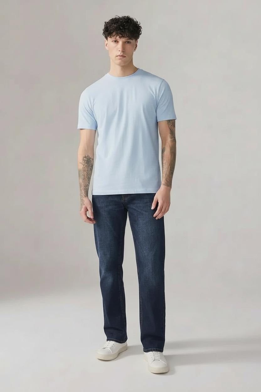 Men Cotton Slim Fit Mid-Rise Light Fade Stretchable Jeans