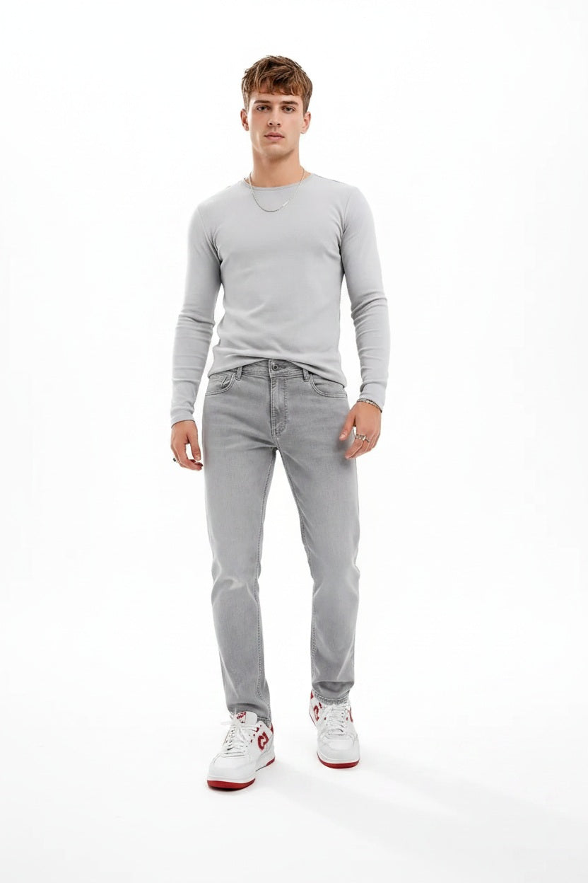 Men Slim Fit Mid-Rise Light Fade Stretchable Jeans