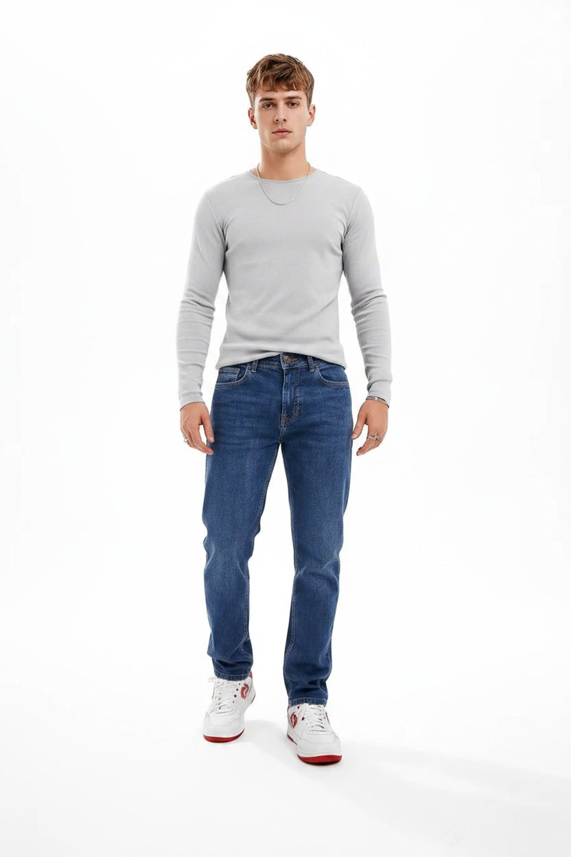 Men Slim Fit Mid-Rise Light Fade Stretchable Jeans