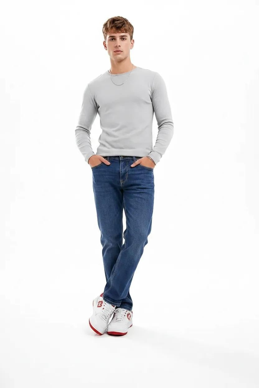 Men Slim Fit Mid-Rise Light Fade Stretchable Jeans