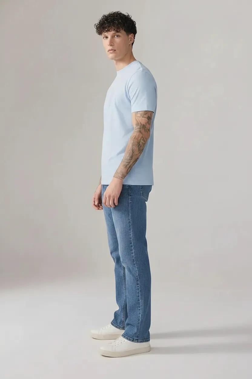 Men Slim Fit Mid-Rise Light Fade Stretchable Jeans