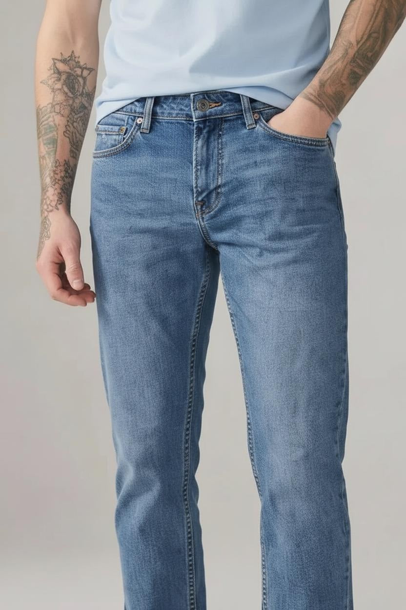 Men Slim Fit Mid-Rise Light Fade Stretchable Jeans