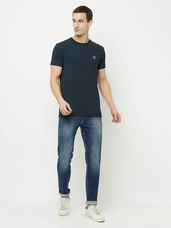 Octave Men Blue Low Distress Heavy Fade Stretchable Jeans