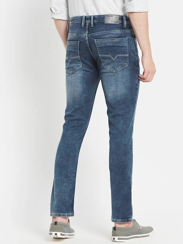 Men Blue Heavy Fade Stretchable Jeans