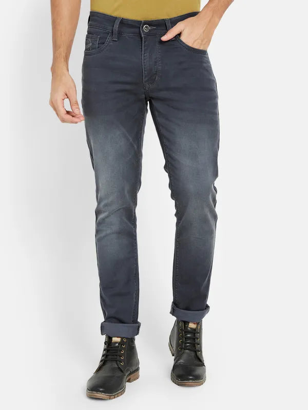 Octave Men Regular Fit Mid-Rise Light Fade Cotton Stretchable Jeans
