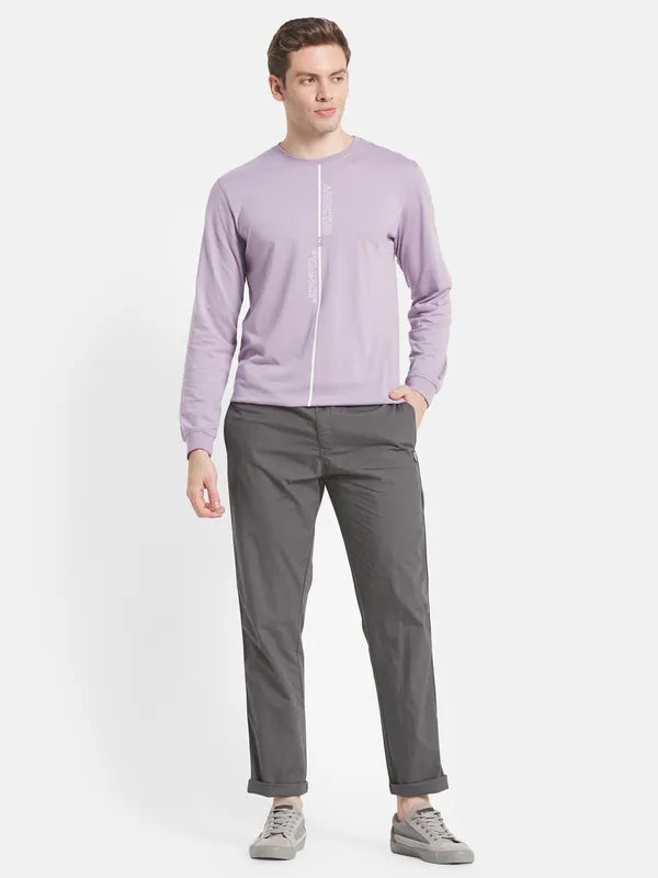 Men Grey Solid Cotton Track Pant