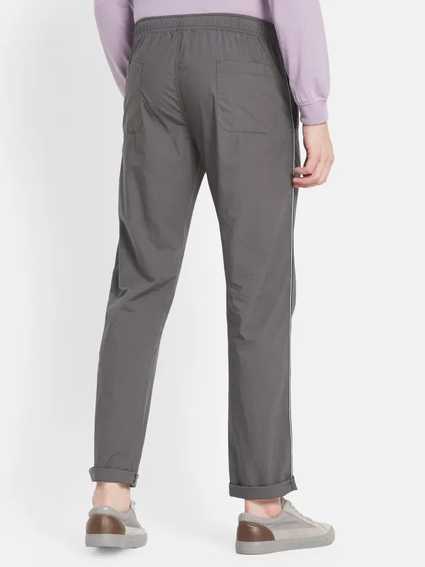 Men Grey Solid Cotton Track Pant