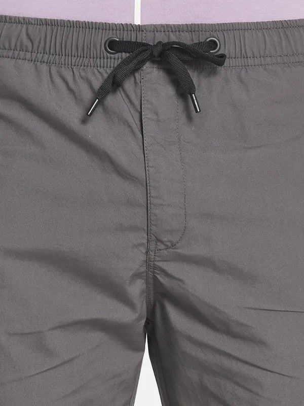 Men Grey Solid Cotton Track Pant