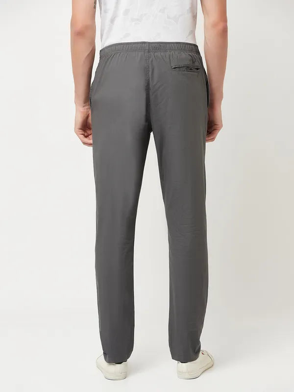 Octave Men Grey Solid Cotton Track Pants