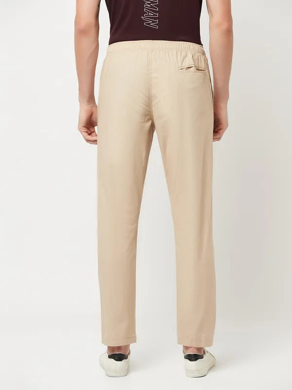 Octave Men Mastic Brown Solid Cotton Track Pant