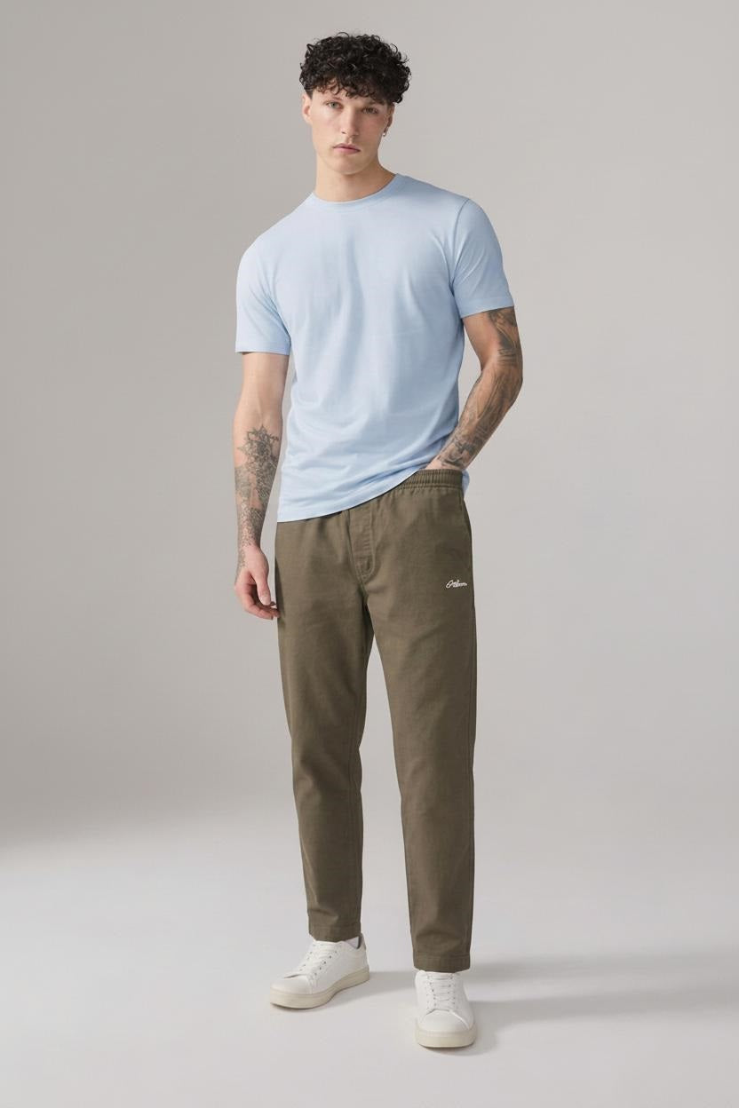 Men Army Regular Fit Brand Logo Track Pants