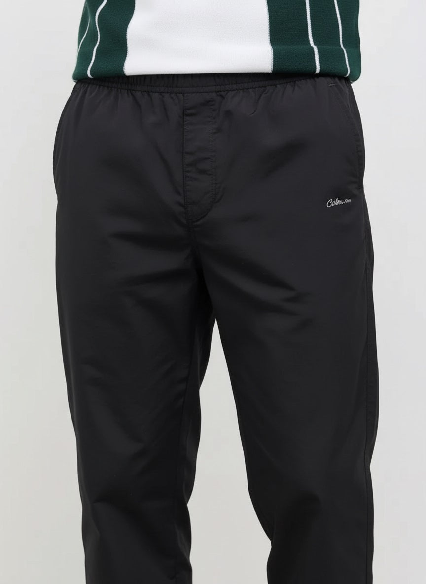 Men Black Solid Regular Fit Track Pants