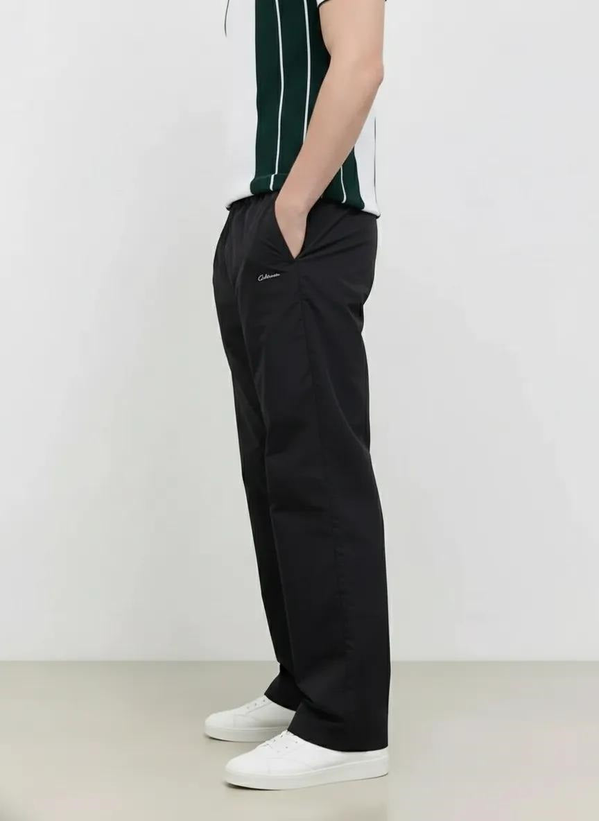 Men Black Solid Regular Fit Track Pants
