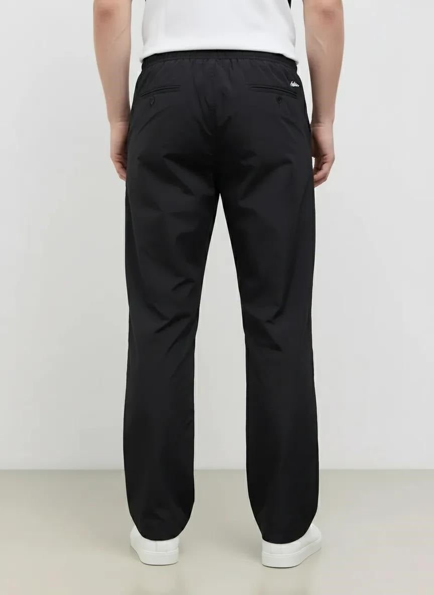 Men Black Solid Regular Fit Track Pants