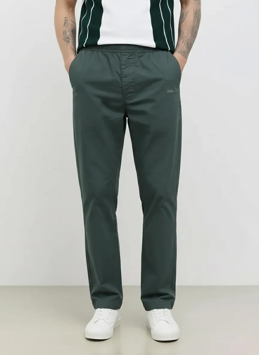 Men Gun Metal Solid Regular Fit Track Pants