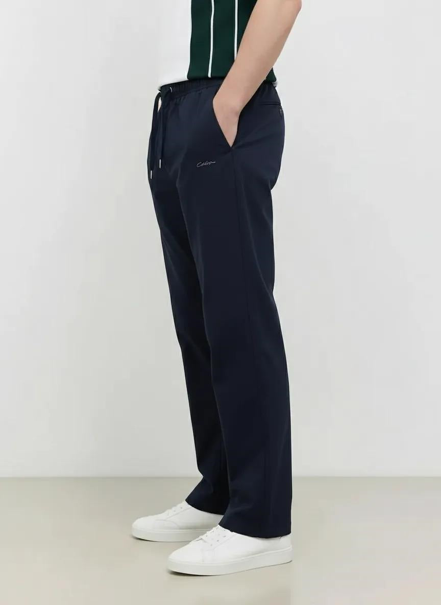 Men Navy Solid Regular Fit Track Pants