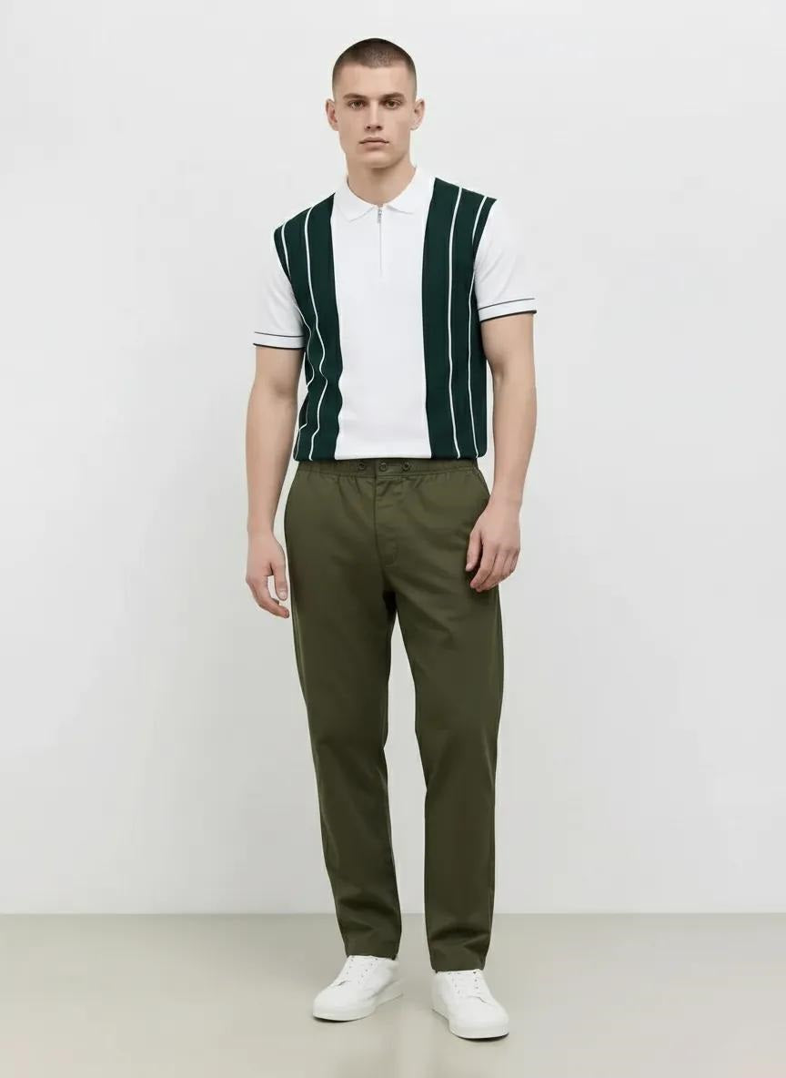 Men Olive Solid Regular Fit Track Pants