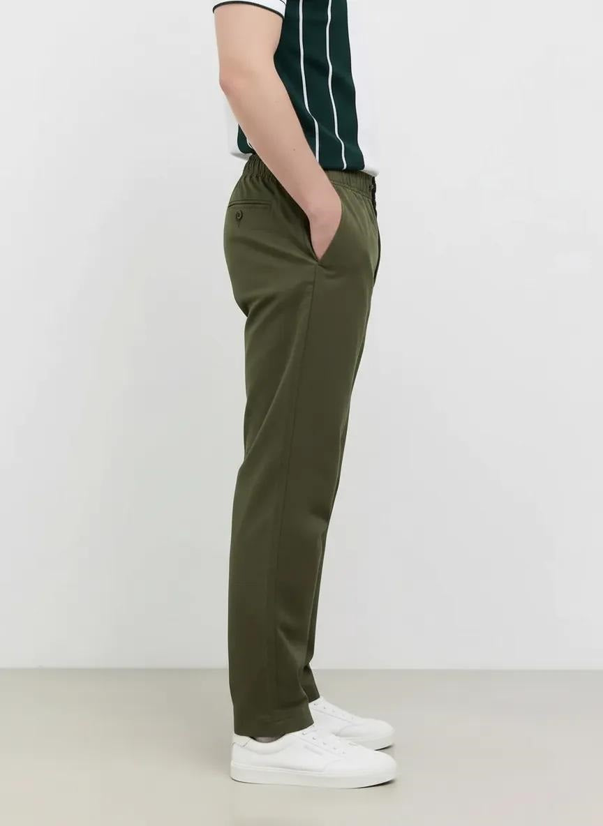 Men Olive Solid Regular Fit Track Pants