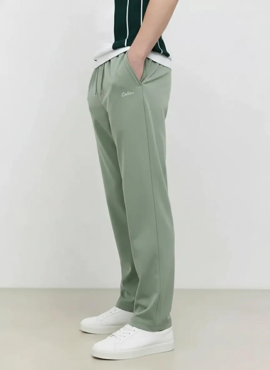 Men Sage Solid Regular Fit Track Pants