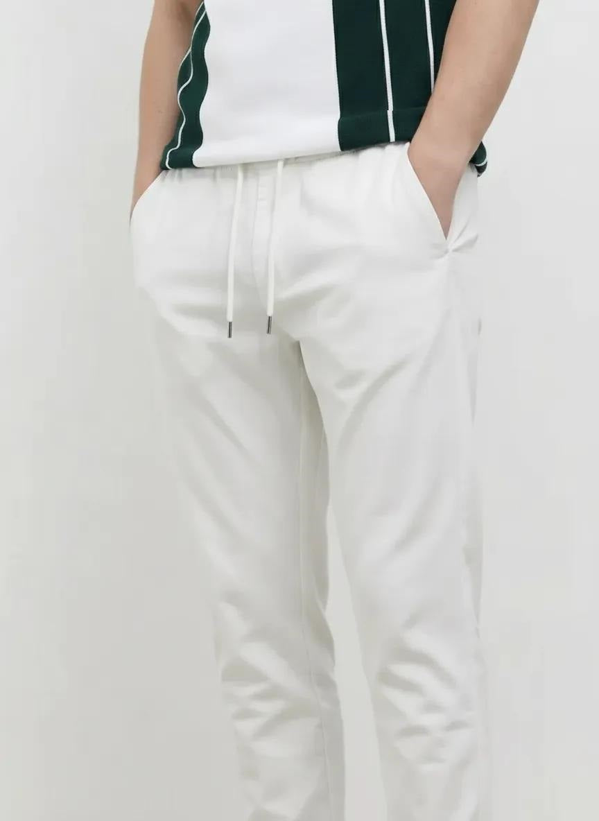 Men White Solid Regular Fit Track Pants