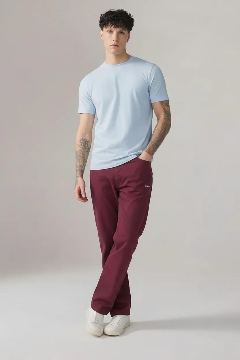 Men Wine Regular Fit Track Pants