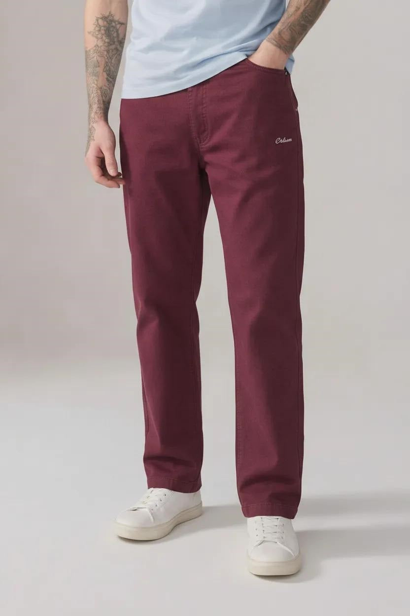 Men Wine Regular Fit Track Pants