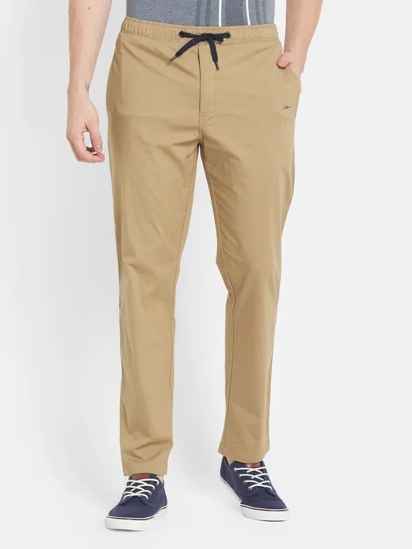 Men Khaki Solid Track Pant