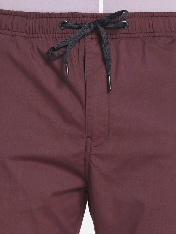 Men Maroon Solid Cotton Track Pant