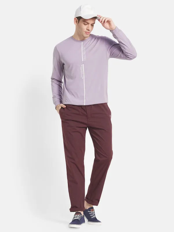 Men Maroon Solid Cotton Track Pant