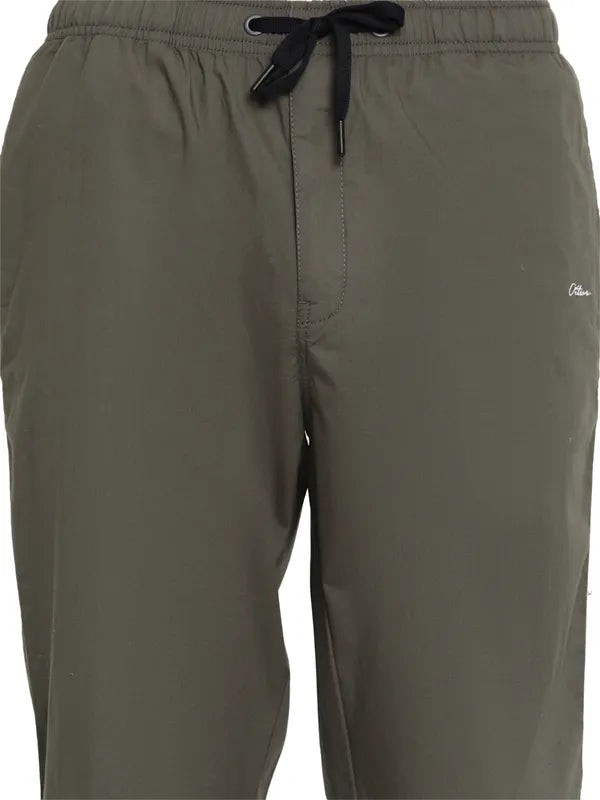 Octave Men Olive-Colored Cotton Track Pants