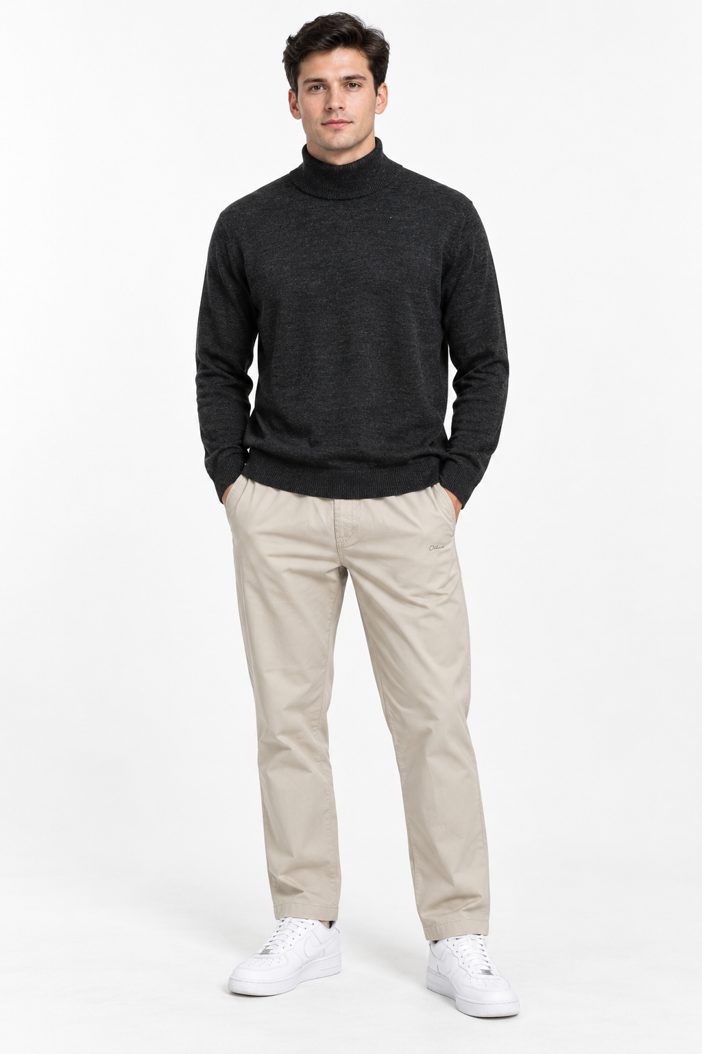 Men’s Poplin Sand Lower in Duck Colour – Regular Fit Woven Casual Pants
