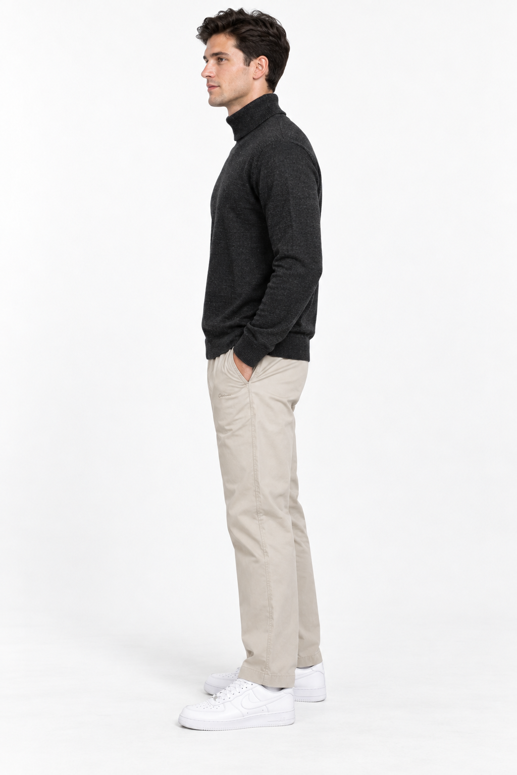 Men’s Poplin Sand Lower in Duck Colour – Regular Fit Woven Casual Pants