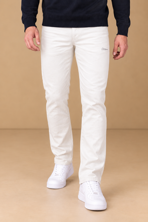 Men’s Poplin Sage Lower in White Colour – Regular Fit Woven Casual Pants