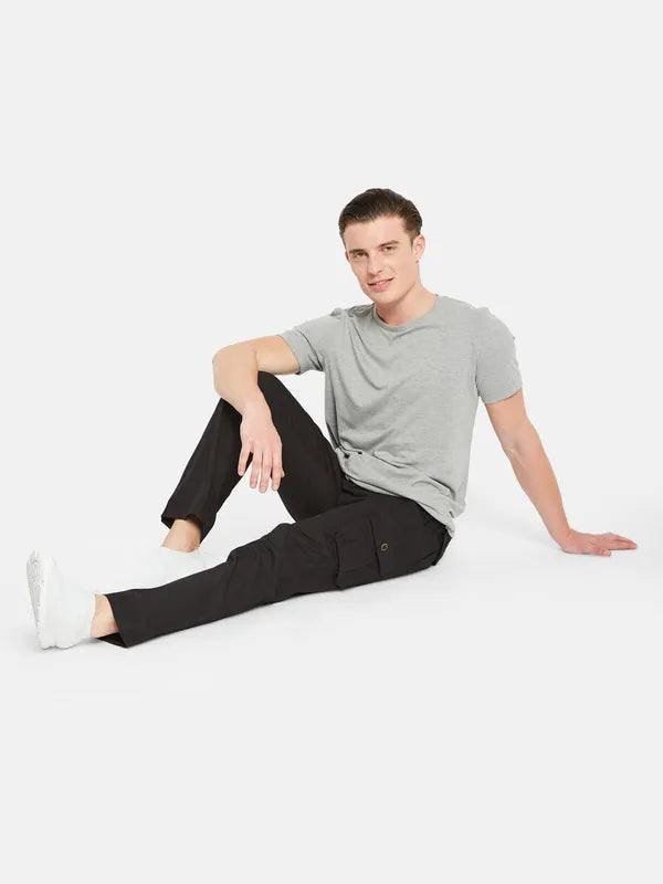 Octave Men Mid-Rise Cotton Cargo Track Pants