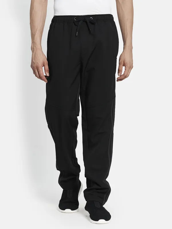 Men Black Solid Cotton Track Pants