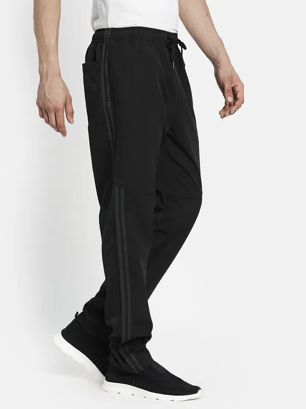 Men Black Solid Cotton Track Pants