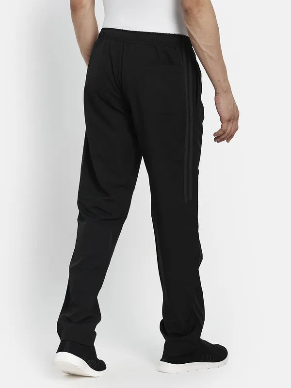 Men Black Solid Cotton Track Pants